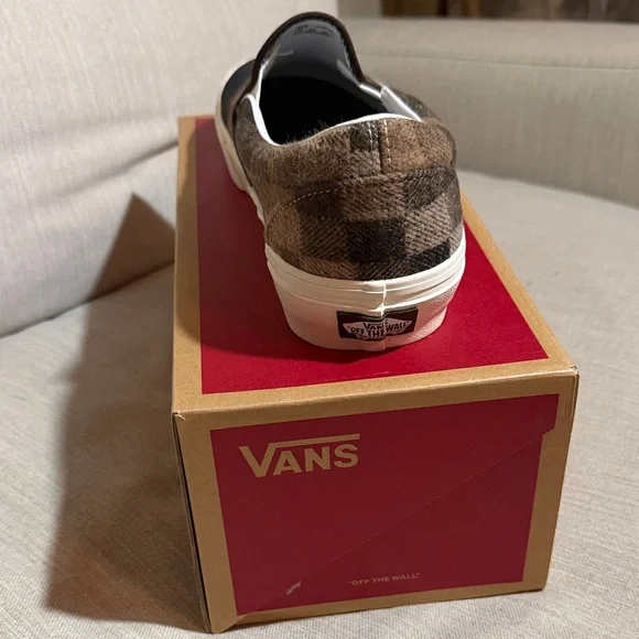Vans Men's Checkered Slip-On Sneakers - Brown and Black - Picture 3 of 6